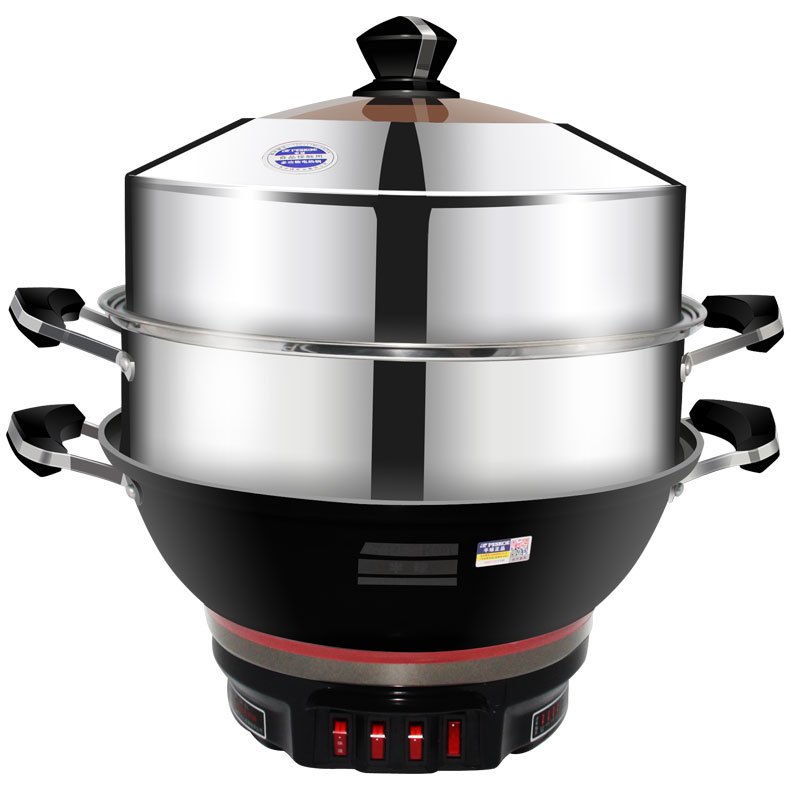 半球(Peskoe) 电热锅 ZF-34 5.5L 34CM 加厚铸铁防溢 电蒸锅 双层电蒸锅 保温 2100W大功率