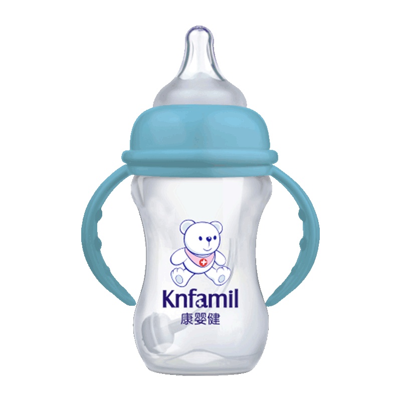 康婴健婴儿宽口径安全防胀气PP奶瓶300ml,330ml 新老包装三色随机发货 新生儿宝宝自然防摔母乳实感奶瓶