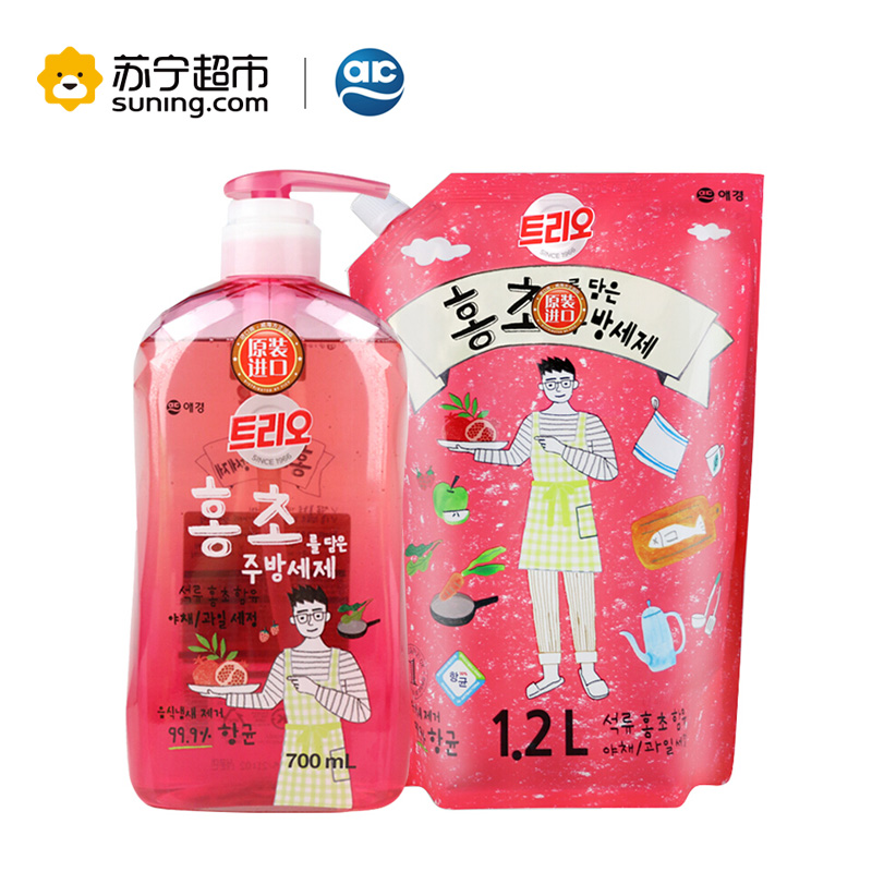 韩国进口爱敬石榴醋洗洁精果蔬餐具洗碗宝宝瓶袋家庭装天然家用
