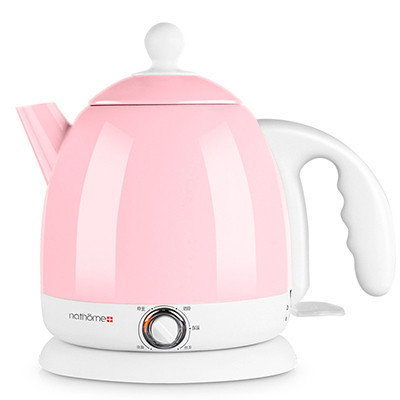 瑞典北欧欧慕（nathome）NSH0801电水壶304不锈钢保温调温烧水壶0.8L开水壶电热水壶 黛粉家用防干烧自动断