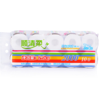 [苏宁易购超市]顺清柔卫生纸 彩虹系列有芯卷纸 纸巾200g*10卷加厚装