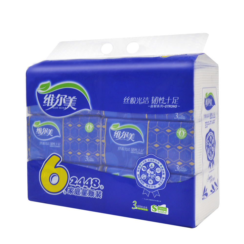 维尔美丝韧系列抽取式面纸3层136抽6包装135mm*190mm