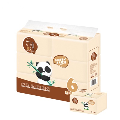 纤纯竹浆本色抽取式面纸3层136抽6包装 135mm*190mm