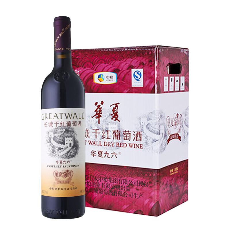 长城(GreatWall ) 红酒 华夏葡园九六高级精选赤霞珠干红葡萄酒 整箱装 750ml*6瓶