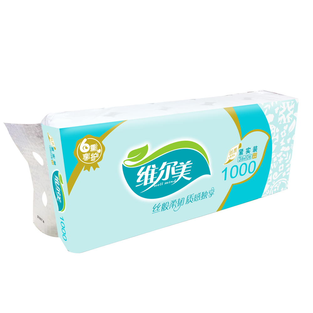维尔美丝质系列无芯卷纸3层100克10卷