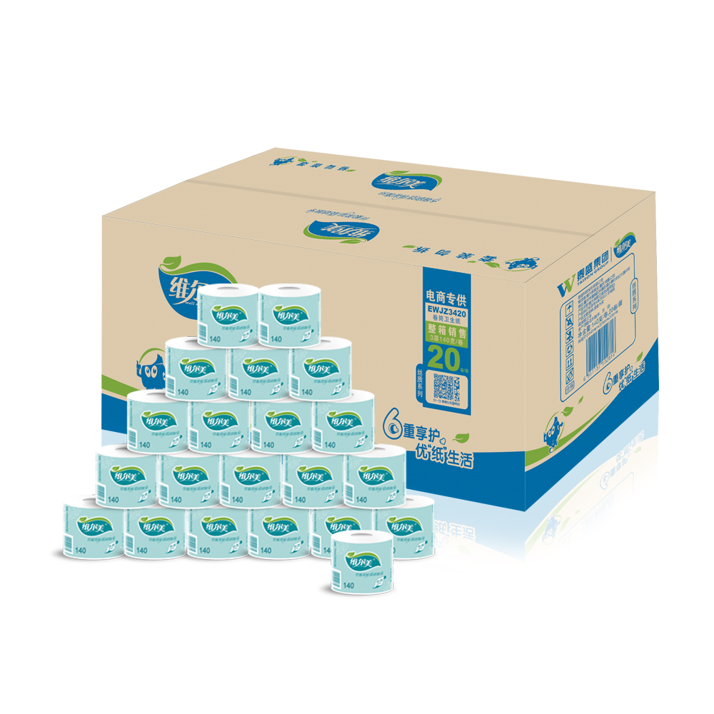 [苏宁超市]维尔美丝质系列卷筒卫生纸3层140克20卷 大包装