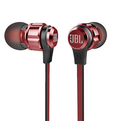 JBL T180A 立体声入耳式耳机 耳麦 一键式线控 麦克风 红色