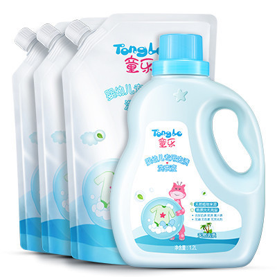 童乐婴幼儿专用去渍洗衣液1.2L+补充装1L*3袋装