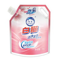 [苏宁超市]白猫 洁净柔香洗衣液1kg 如丝顺滑 快漂立洁 倍柔如新 袋装洗衣液