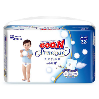 [苏宁自营]大王GOO.N 婴幼儿用 短裤式拉拉裤 天使系列L码32片适用9KG-14KG