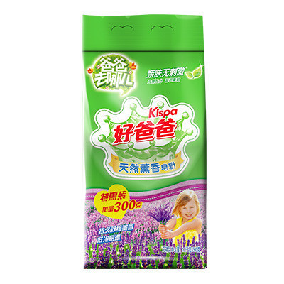 好爸爸Kispa天然薰香洗衣粉皂粉1.2千克加送300克