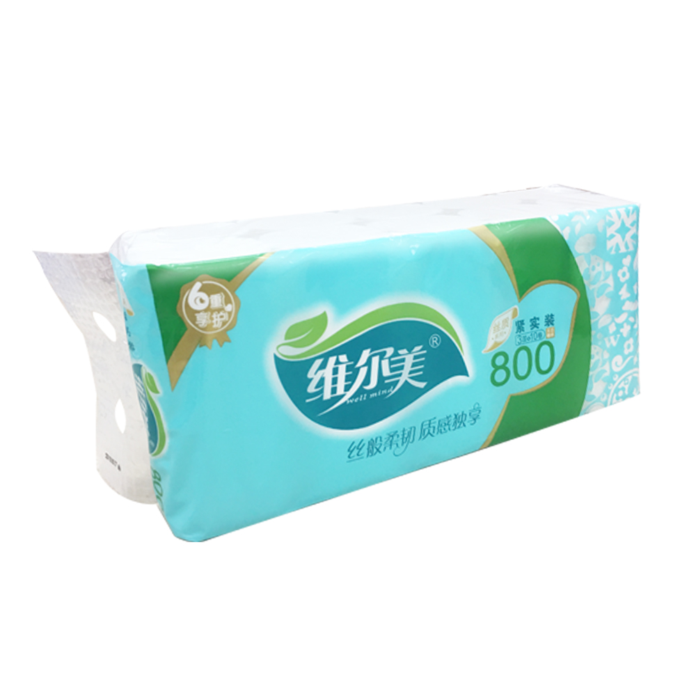 维尔美丝质系列无芯卷纸3层80克10卷