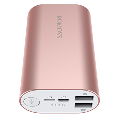 罗马仕(ROMOSS)A10卡片大小金属机身 移动电源/充电宝 10000毫安苹果/安卓带lightning输入 玫瑰金