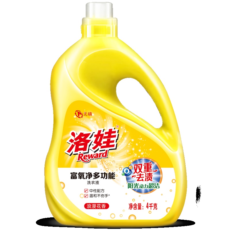 洛娃富氧净多功能洗衣液瓶装4kg浪漫花香