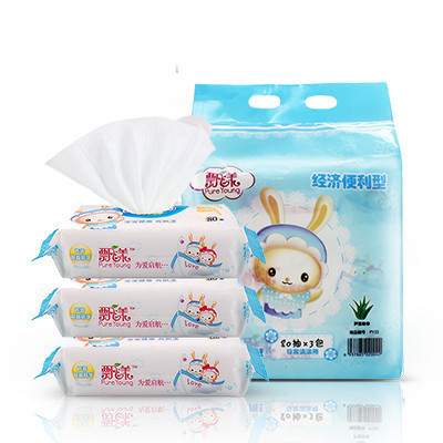 飘漾(Pureyoung)婴儿柔湿巾80片*3包经济便利型