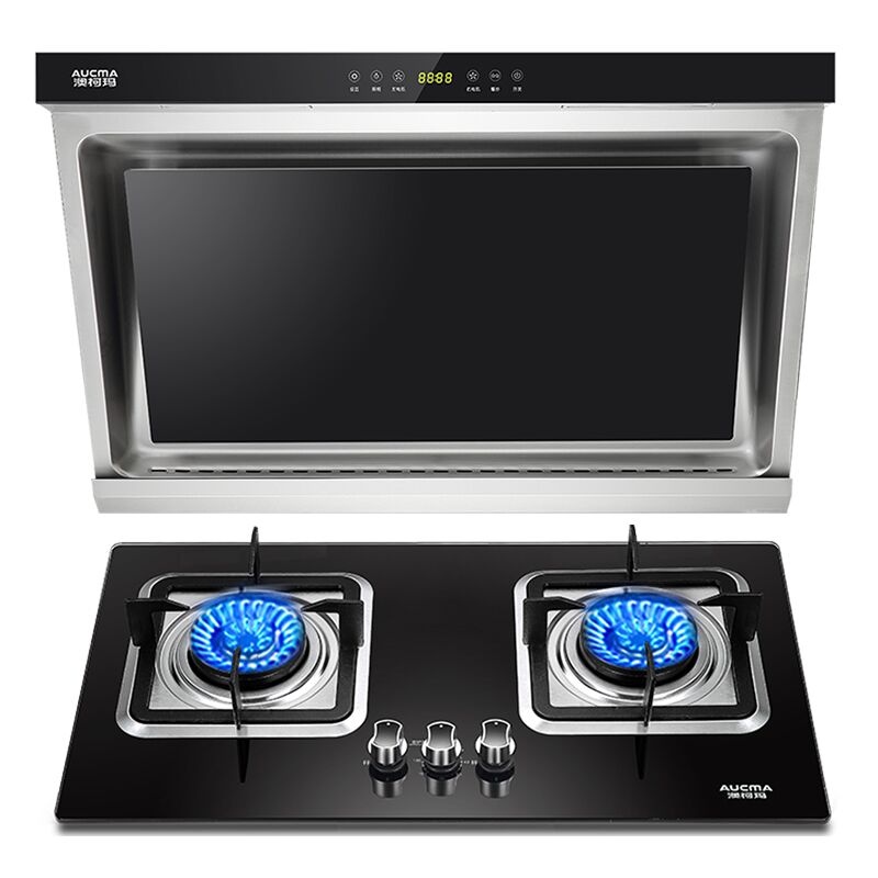 澳柯玛(AUCMA)欧式 侧吸式触控式抽油烟机套餐AJ20+3D8B 双电机120分钟定时燃气灶 18立方 天然气