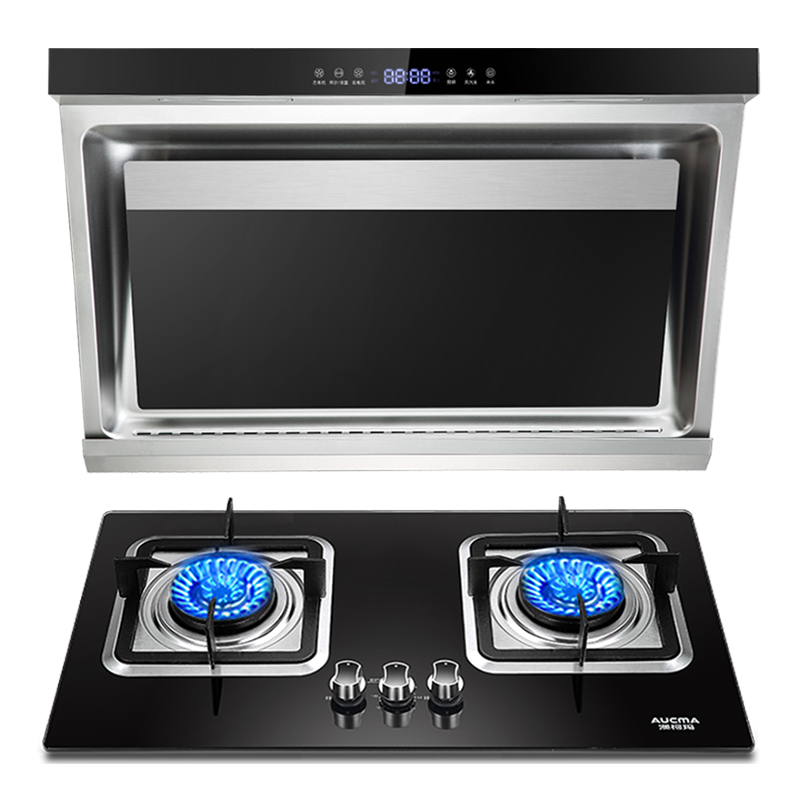 澳柯玛(AUCMA)侧吸式触控式抽烟机燃气灶烟灶套餐AJ20+3D11B 18立方 4.6KW全进风煤气灶天然气
