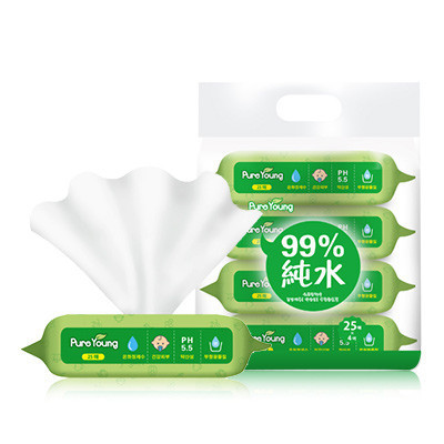 飘漾（Pureyoung）婴幼儿湿巾 25片*4包99%纯水型