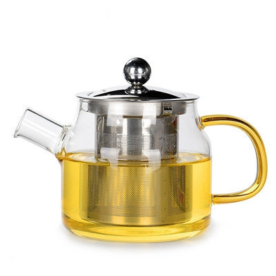 艺宏堂茶具玻璃茶壶 艺宏堂耐高温玻璃茶具花茶壶 彩色手柄茶壶 黄柄530ml