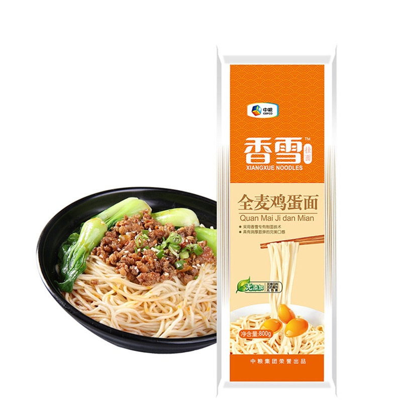 [苏宁超市]香雪全麦鸡蛋面800g/袋 粮油 面条 汤面 捞面 耐煮 易熟 中粮出品