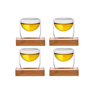 物生物(RELEA)品茗杯 耐热玻璃杯 创意双层花茶杯 透明功夫杯茶具