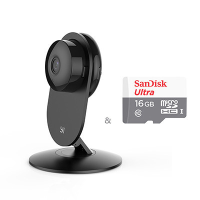 小蚁(YI)智能摄像摄像机黑色 标配+16G内存卡 高清夜视高清电脑摄像头无线WiFi高清远程视频监控摄像头夜视版