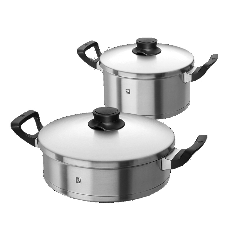 双立人(ZWILLING) TWIN Olymp锅具2件套装7层锅底热固陶塑手柄不锈钢煎炒锅