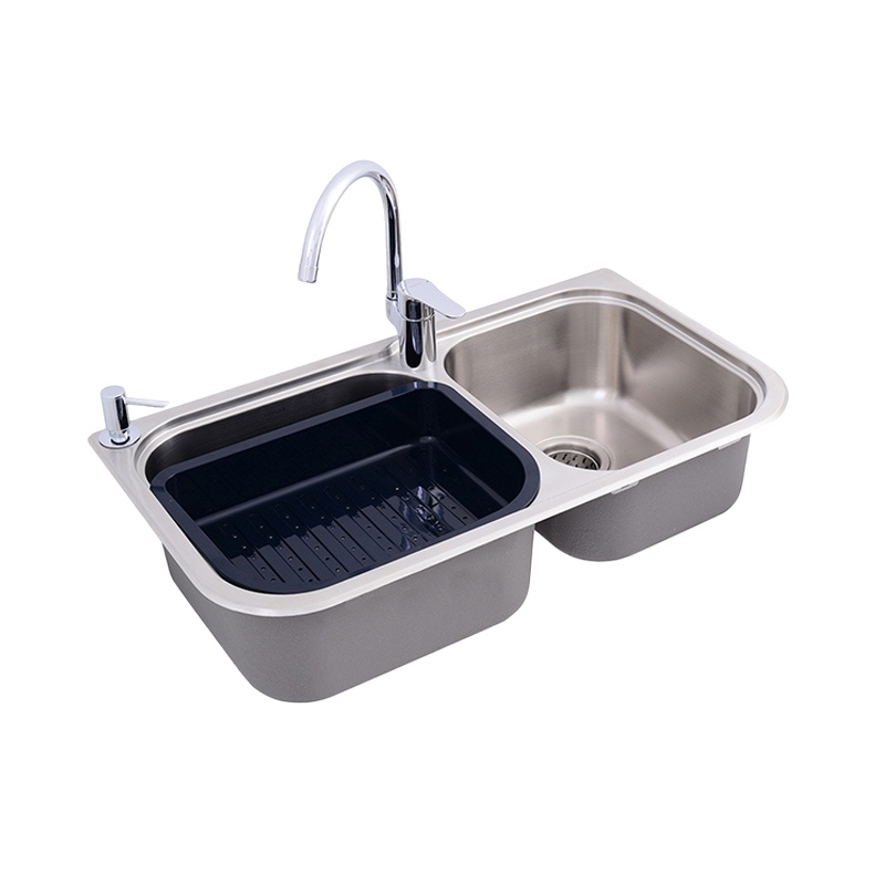 科勒不锈钢水槽 齐乐大小槽洗菜盆304加厚台上厨盆72474T-2KD-NA