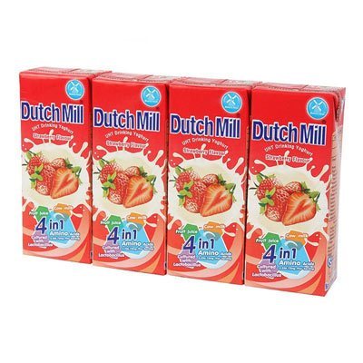 泰国进口达美(Dutch Mill)草莓味酸奶饮品180ml*4组合装