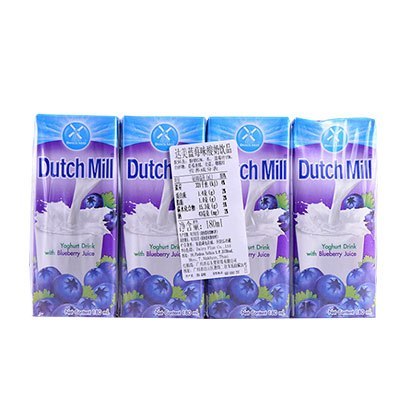 泰国进口达美（Dutch Mill）蓝莓味酸奶饮品180ml*4组合装