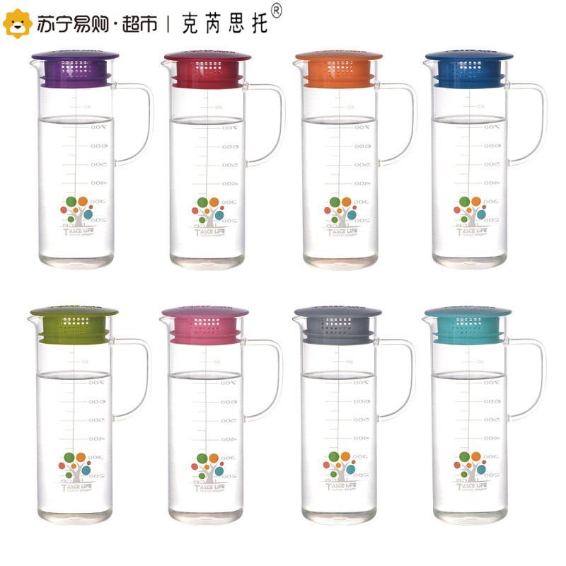 克芮思托 康宁耐热玻璃果汁壶1L 冷水壶凉水壶开水瓶花茶壶高温防爆大容量水具