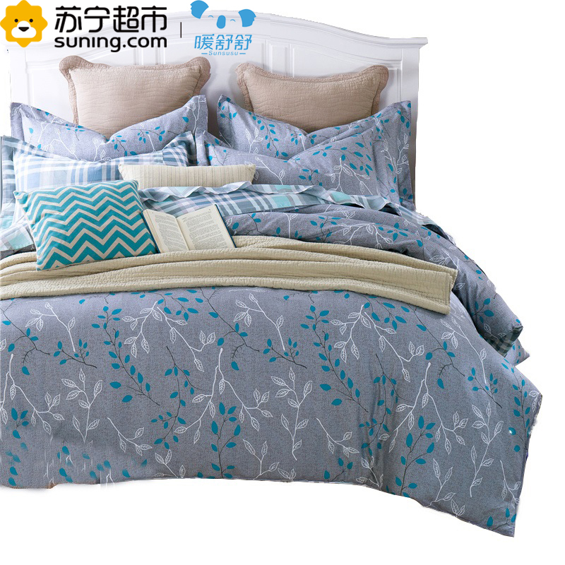 暖舒舒家纺 新款全棉四件套全棉床品套件床上用品床单被套其它200x230cm 晨语花香