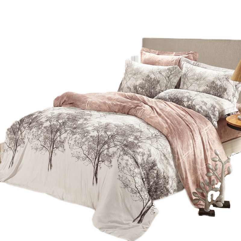 暖舒舒家纺 纯棉阳绒磨毛四件套 简约时尚 婉曦 床上用品 1.5-1.8米床 200*230cm 婉曦