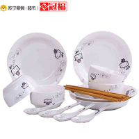 冠福 米米果果16头碗碟餐具瓷器创意家用中式饭碗菜盘套装