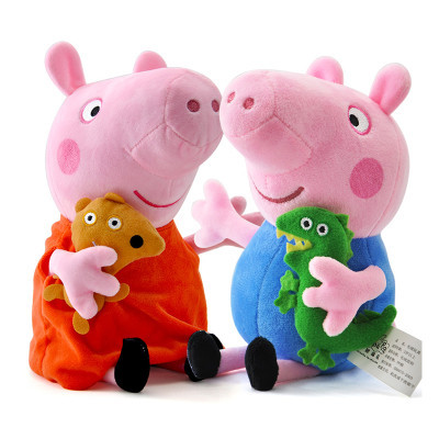 小猪佩奇Peppa Pig毛绒玩具 乔治佩佩彩盒套装-19cm姐弟装彩盒