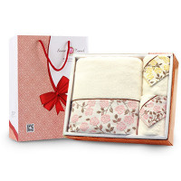 馨牌 纯棉毛巾 优品典雅纯棉1浴巾2毛巾三件套礼盒33.2*27.2*9cm 黄色