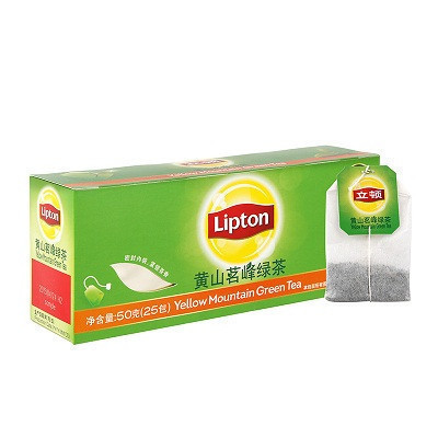 立顿 Lipton 黄山茗峰绿茶25包50g 茶叶 办公室下午茶 方便袋泡茶包