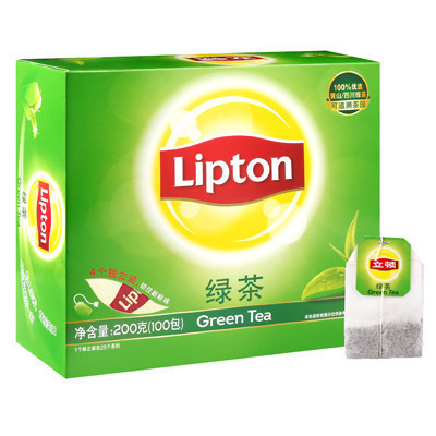 立顿Lipton 绿茶叶 办公室下午茶 袋泡茶包 2g*100包(新老包装随机发货)