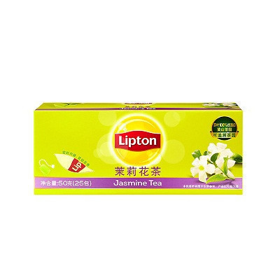 立顿Lipton 茉莉花茶 茶叶 冲饮袋泡茶包2g*25包 办公室下午茶(新老包装随机发货)