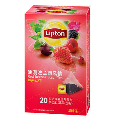 立顿Lipton 花果茶 法兰西风味水果茶 三角茶包袋泡茶叶调味茶1.8g*20包 方便下午茶