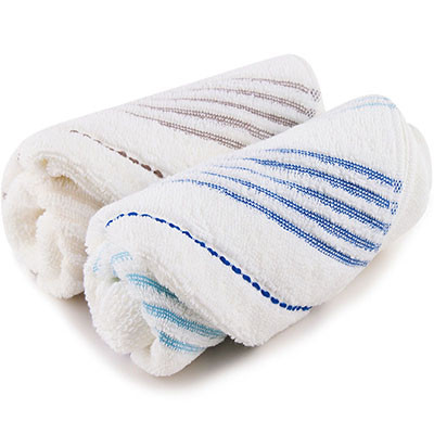 三利 毛巾家纺 纯棉素雅缎档2条组合装洗脸面巾 32×72cm 褐缎、蓝缎