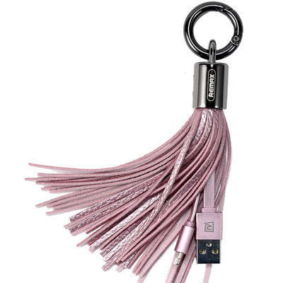 [苏宁自营]睿量REMAX 苹果数据线usb连接线 iPhone8/6s/7充电线 流苏装饰苹果8PIN线充 粉色