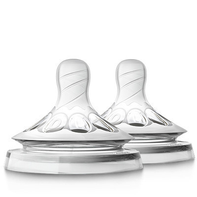 飞利浦 AVENT 新安怡宽口径自然亲柔型奶嘴一个月+慢流量(2孔)(对装)SCF652/23 印尼原装进口