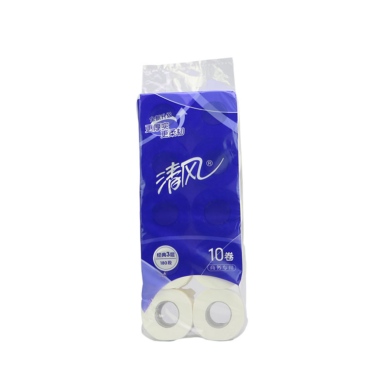 清风卷筒卫生纸3层平纹180段10卷/提 10提整箱