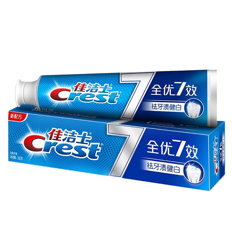 佳洁士(Crest)全优7效祛牙渍健白牙膏180g (新老包装 随机发货)洁白牙齿 防蛀护牙龈 勤刷牙