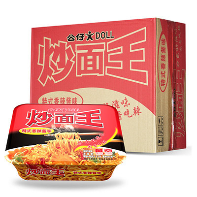 公仔炒面王(特式香辣酱味)112g*12盒(整箱)方便面