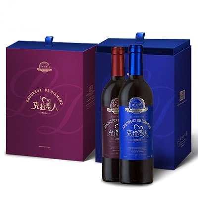 法国原瓶进口 乐朗克拉恋人干红葡萄酒750ml*2 双支礼盒装