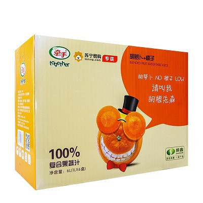 牵手果蔬汁 100%胡萝卜+橙 1L*6盒整箱