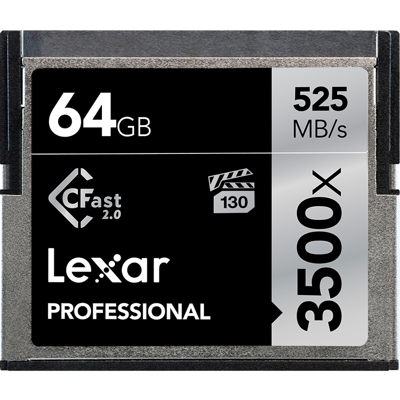 雷克沙Lexar CFast 2.0存储卡 64GB 摄影单反相机专用卡 读525MB/s 写445MB/s