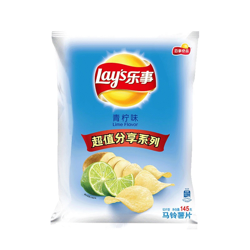 乐事(LAY'S) 薯片 青柠味145g袋装(休闲零食)